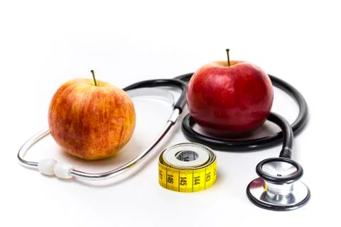 Apple and Stethoscope Stock Photos