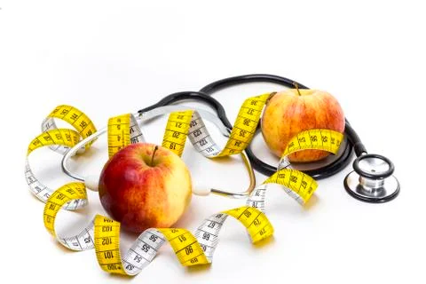 Apple and Stethoscope Stock Photos