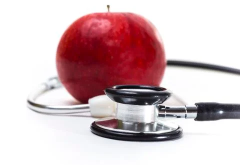 Apple and Stethoscope Stock Photos