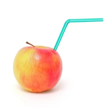 Apple and straw Stock Photos