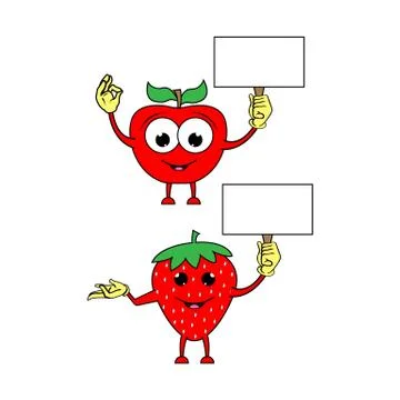Apple and strawberry Stock Illustration