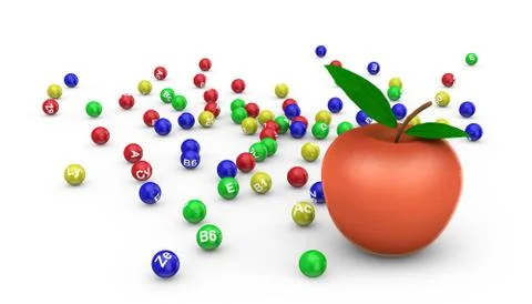 Apple and vitamins Stock Illustration