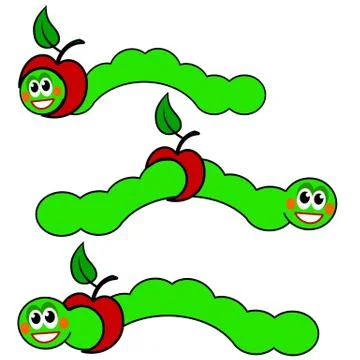 Apple and worm caterpillars , vector Stock Illustration