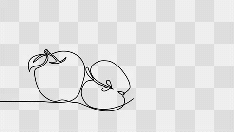Apple animated single line illustration. One continuous self drawing line Stock Footage 301601586