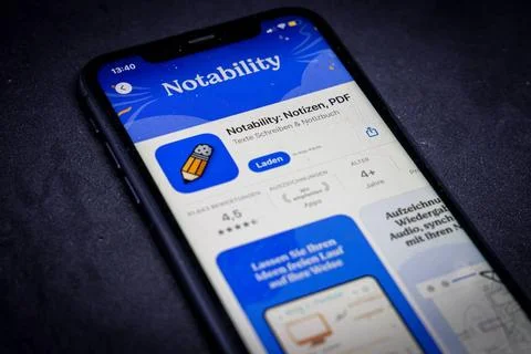   Apple App Store auf einem iPhone. Favoriten der Woche. Notability: Notiz... Stock Photos