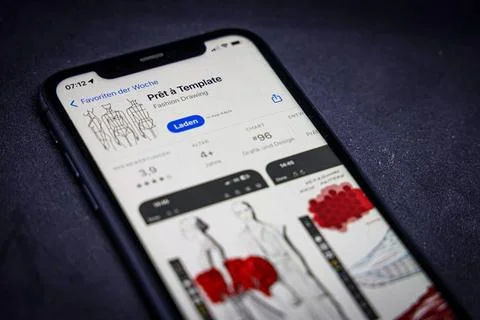   Apple App Store auf einem iPhone. Favoriten der Woche. Pret a Template -... Stock Photos