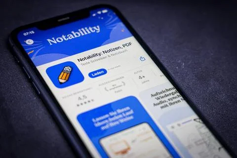   Apple App Store auf einem iPhone. Favoriten der Woche. Notability: Notiz... Stock Photos