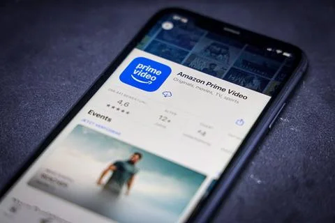   Apple App Store auf einem iPhone. Essenzielle Streaming -Apps. Amazon Pr... Stock Photos