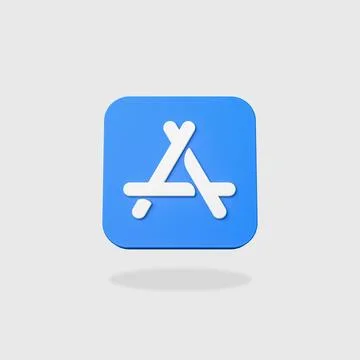 Apple App Store Icon 3D Shape Isolated on Flat Gray Background with Shadow 3D Stock Illustration