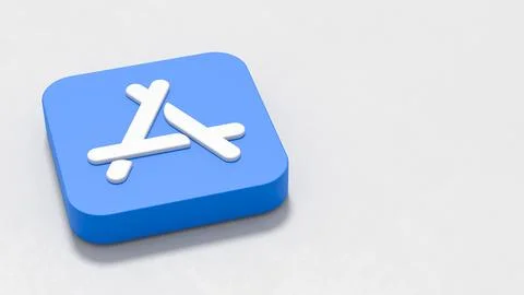 Apple App Store Icon 3D Symbol Shape on Plastered Gray Background with Copy S Illustrazione stock
