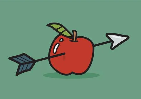 Apple with arrow doodle style Stock Illustration