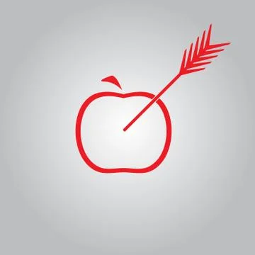Apple with arrow. Vector icon. Stock Illustration