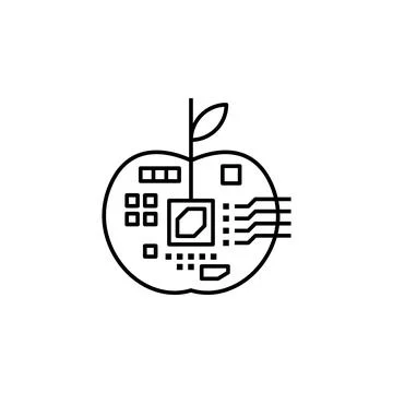 Apple, artificial, digital icon. Element of future technological pack for mobile Stock Illustration