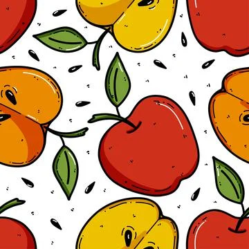 Apple background, seamless pattern vector illustration. Good for textile Illustrazione stock