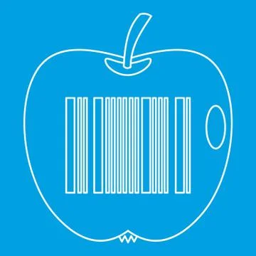 Apple with barcode icon, outline style Stock-Illustration