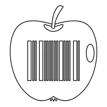Apple with barcode icon, outline style Stockillustratie