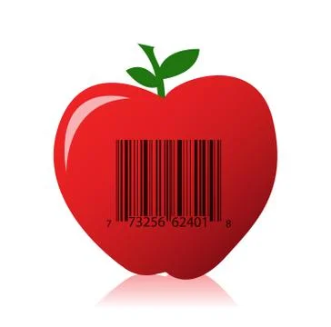 Apple with a barcode illustration design 스톡 일러스트