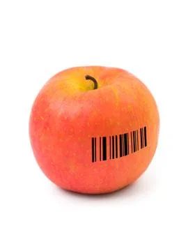 Apple with barcode Stock-Fotos