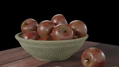 Apple basket  3d Stock Illustration