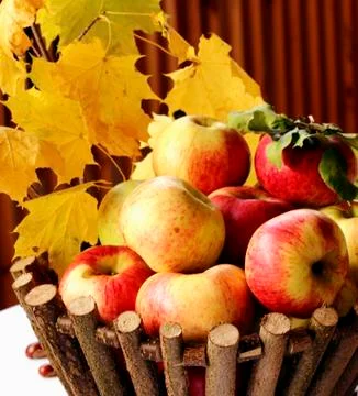 Apple basket Stock Photos