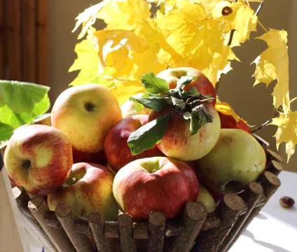 Apple basket Stock Photos
