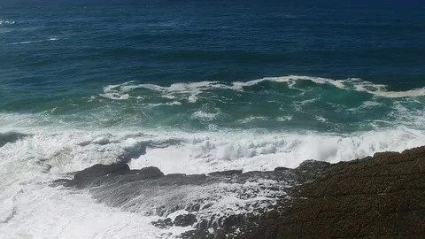 Apple Beach Coast, Rocks with atlantic ocean - Sintra, Portugal Stock Footage