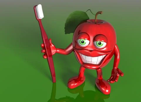 Apple with a big grin Stock Illustration