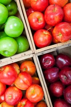 Apple bins Stock Photos