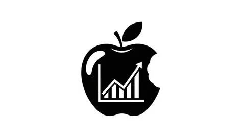 Apple bite with growth chart Stock Illustration
