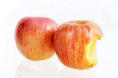 Apple bitten isolated Stock-Fotos