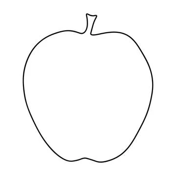 Apple black line brush isolated on white background Illustrazione stock