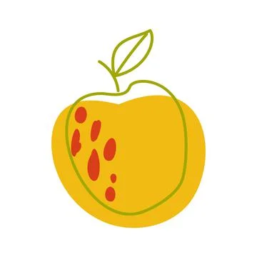 Apple in the boho style. A line and a spot. Stock Illustration