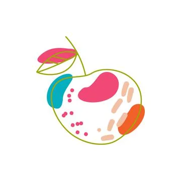 Apple in the boho style. A line and a spot. Stock Illustration
