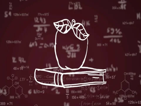 Apple Book hand drawn formula red SD Stock Footage