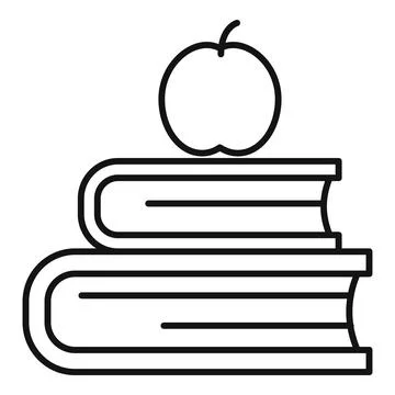 Apple book stack icon, outline style 스톡 일러스트