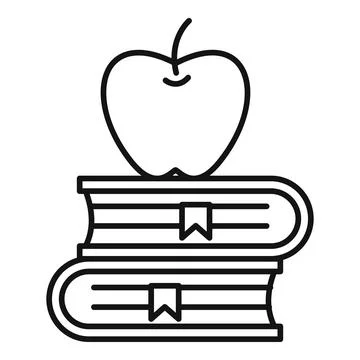 Apple book stack icon, outline style 스톡 일러스트