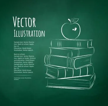 Apple on books Stock Illustration