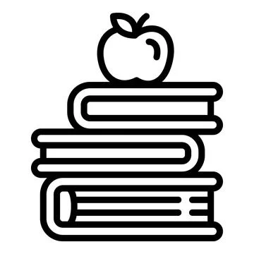 Apple on books stack icon, outline style Stockillustratie