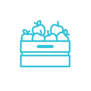 Apple box. Isolated on white background. From blue icon set. Stock Illustration