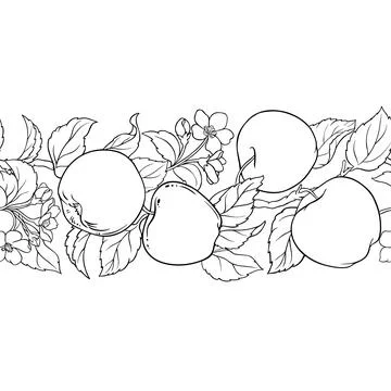 Apple Branch Horizontal Seamless pattern Stock Illustration