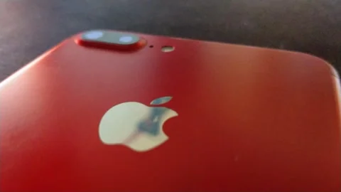 Apple brand logo on the iphone device. iphone by apple phone. Vidéo 247182064
