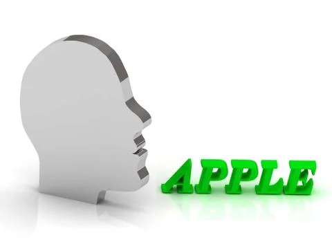 APPLE- bright color letters and silver head mind on a white background Stock Illustration