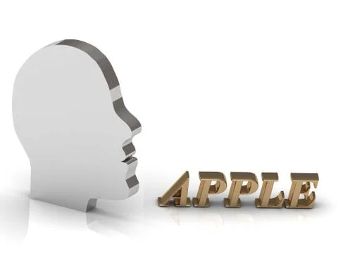 APPLE bright color letters and silver head mind on a white background Stock Illustration