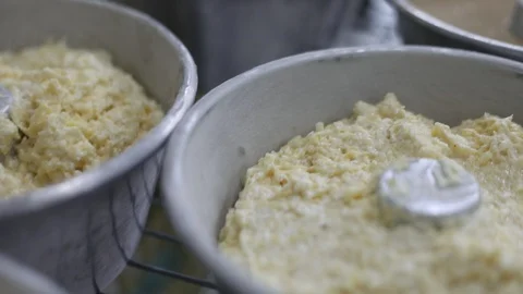 Apple Cake Dough Ready to Bake in a Cake Shop Stock Footage 128819354