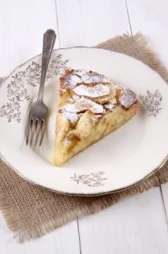 Apple cake with icing sugar Stock Photos