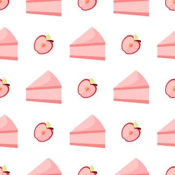 Apple cake seamless pattern Stock Illustration