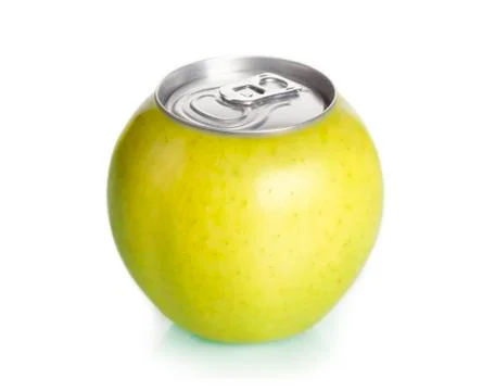 Apple can juice, concept. Stock Photos
