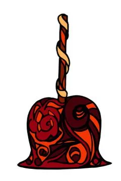 Apple in caramel with ethnic patterns. Stock Illustration