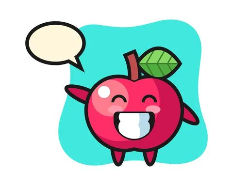 Apple cartoon character doing wave hand gesture Stock Illustration