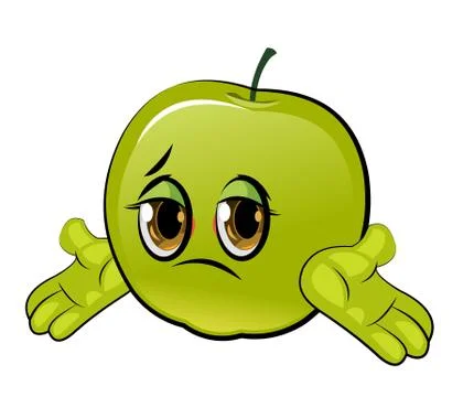 Apple cartoon. Comical face. Vector illustration. Fruit with eyes. Stock Illustration
